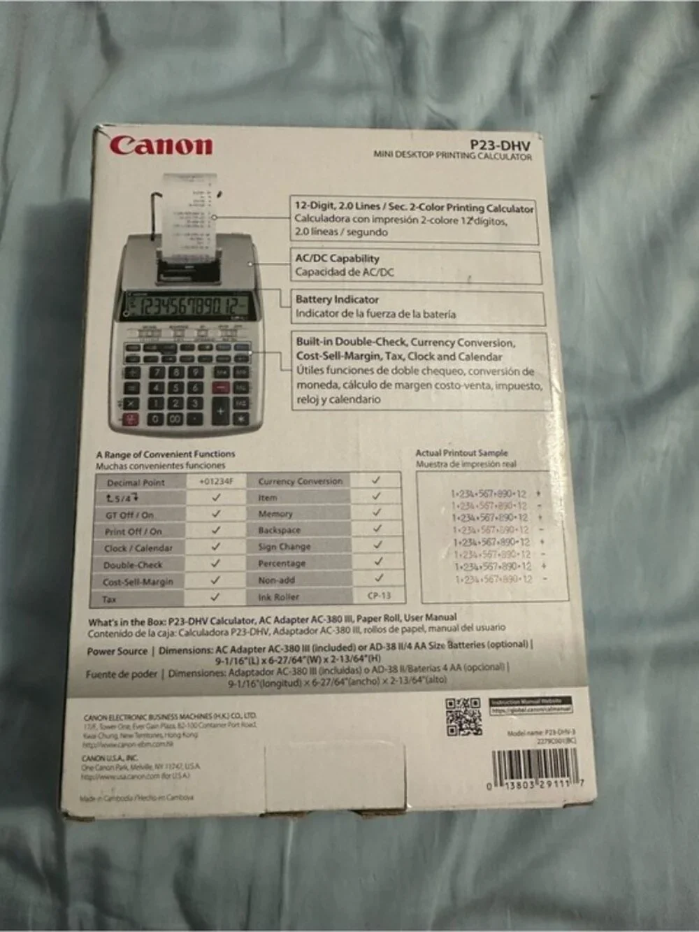 Canon P23-DHV Printing Calculator 12-Digit Desktop Tax Business Calculator w/Box